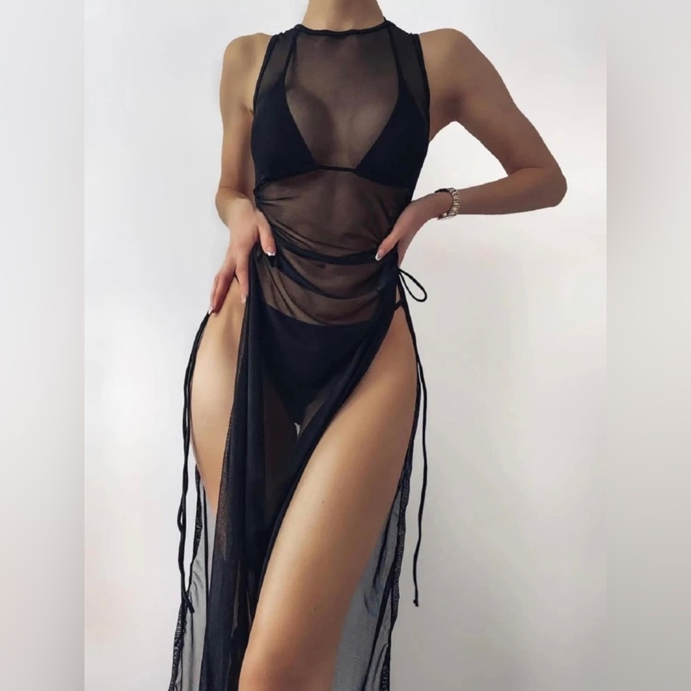 Black Sheer Mesh Cover Up